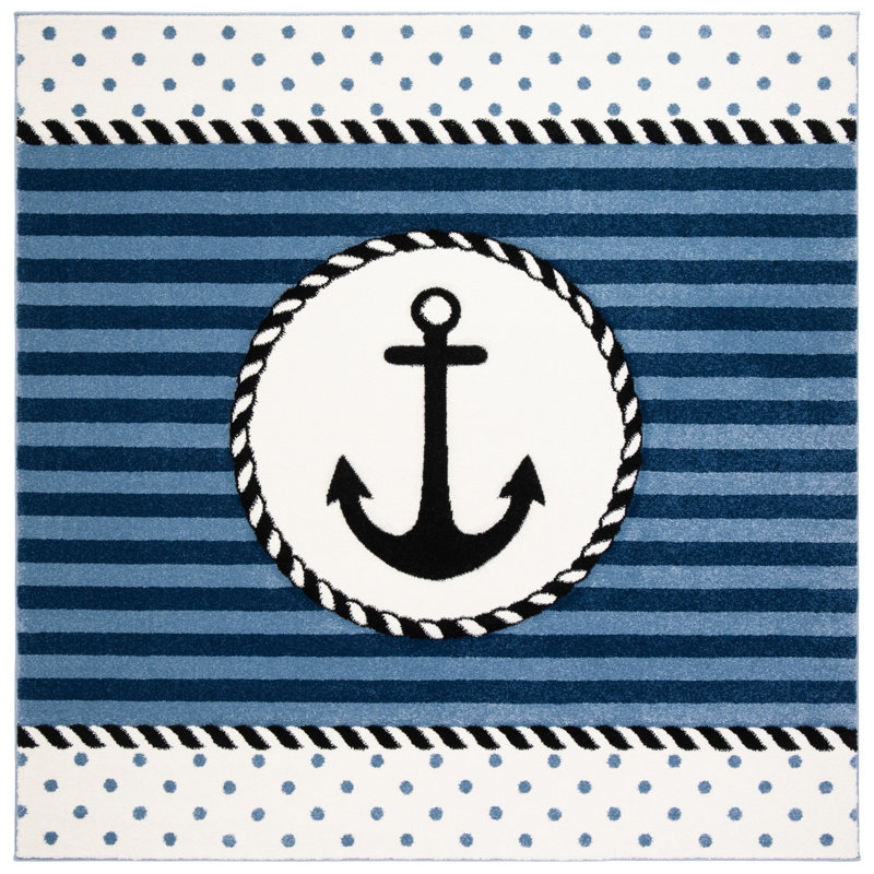 Tapis bleu marine Hickman, Carré 8 pi