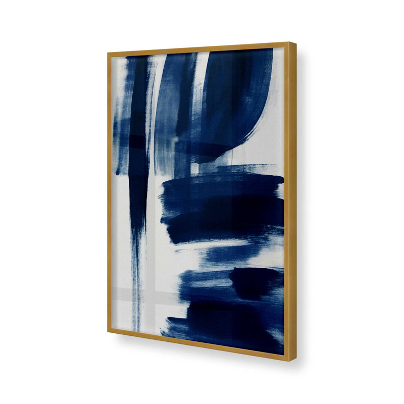 Azure Brush Waltz I, Single Picture Frame Polished Gold, 21.25" H x 17.25" W