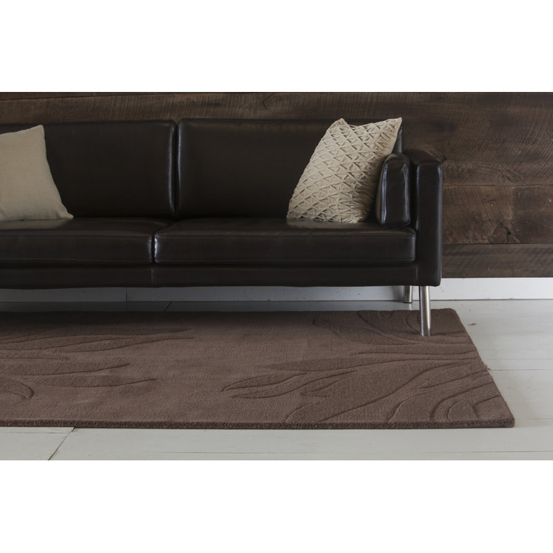 Tapis brun en laine touffeté à la main Worcester, Rectangulaire 7 pi x 10 pi