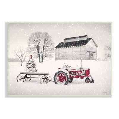 " Festive Red Christmas Tractor Niveous Countryside Flurries " by Lori Deiter