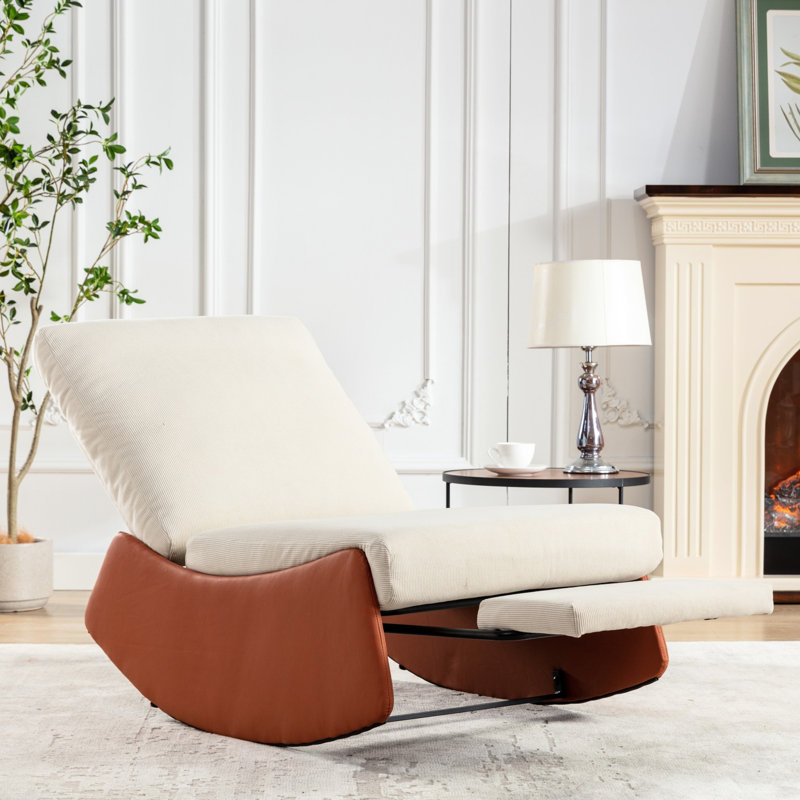 Chaise berçante confortable avec repose-pieds - Moderne et relaxant, grand coussin à bascule décoratif orange pour plus de confort