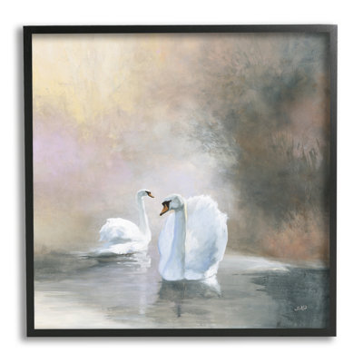 " Swans On Lake Landscape " by Julia Purinton