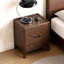 Table de chevet en bois de chêne massif 15,75 "avec 2 tiroirs MCM-948592558