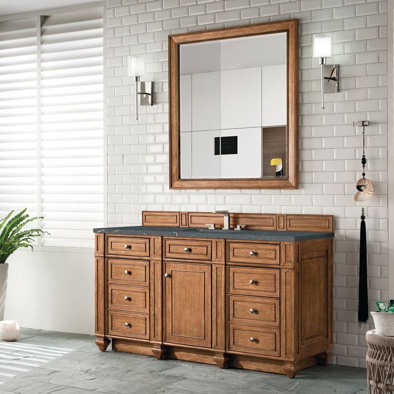 Bristol 60'' W Single Vanity, Saddle Brown, Parisien Bleu, 8" Widespread