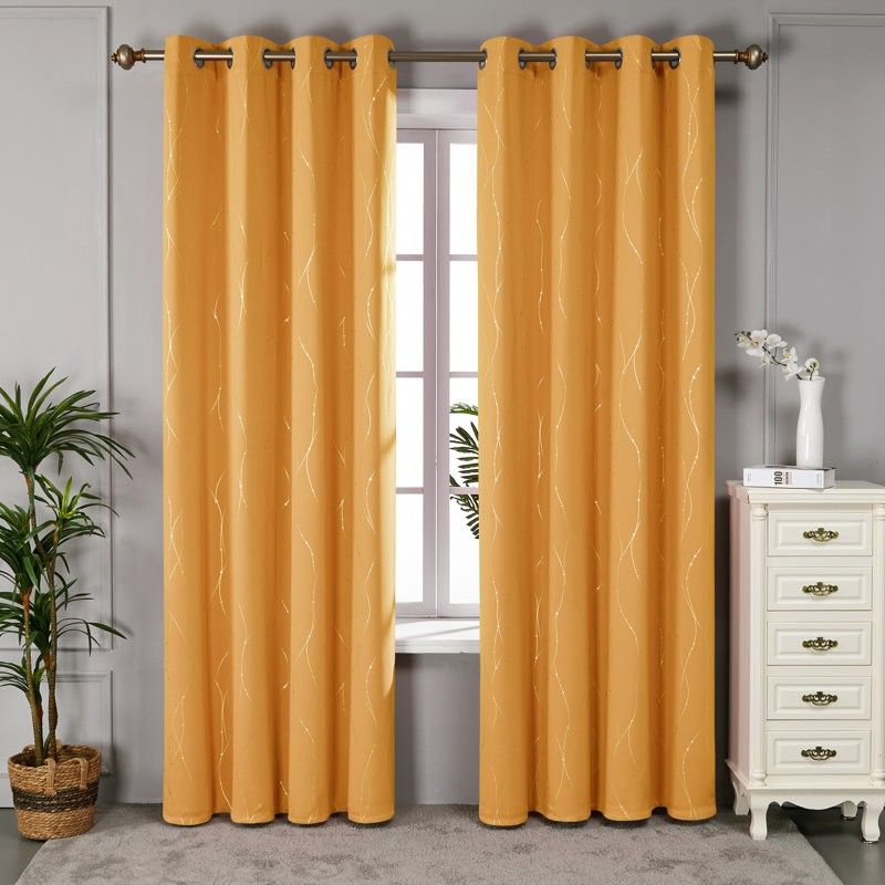 Cohmer Room Darkening Curtain Pair, Orange Flame, 52" W x 84" L