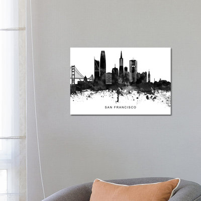 San Francisco Skyline Black & White - Wrapped Canvas Print