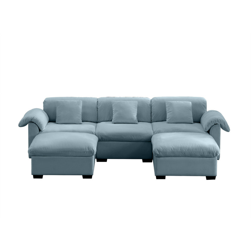 Canapé à assise profonde avec rangement sous chaque siège et repose-pieds DUCALE, H 33,9 po x l 119 po x P 37,6 po, 3