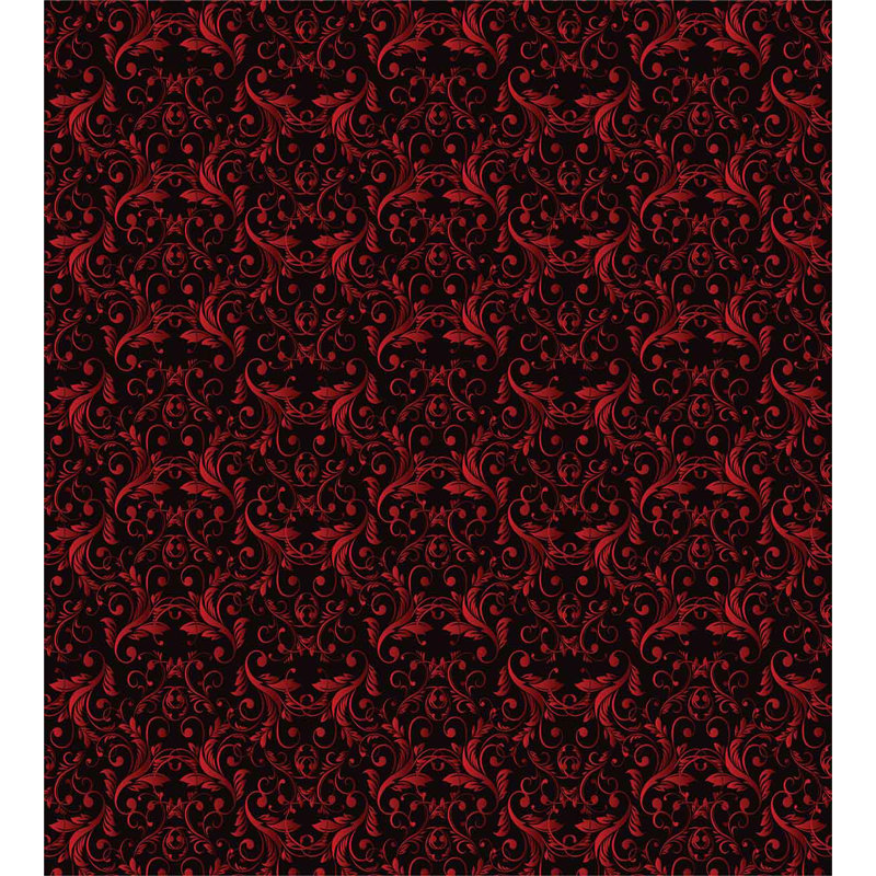 Victorian Black and Red Floral Queen Duvet Cover Set