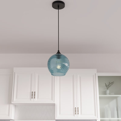 Luminaire suspendu en verre à 1 lumière pour îlot de cuisine à intensité variable