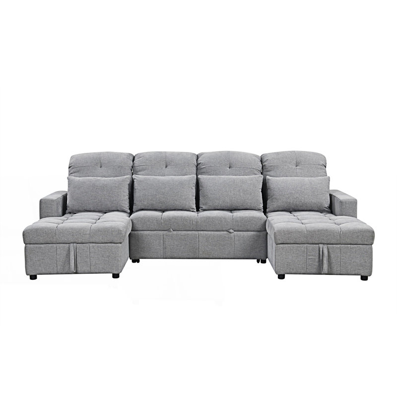 Canapé surdimensionné en forme de U, canapé modulaire, canapé-lit coulissant avec méridienne double avec rangement