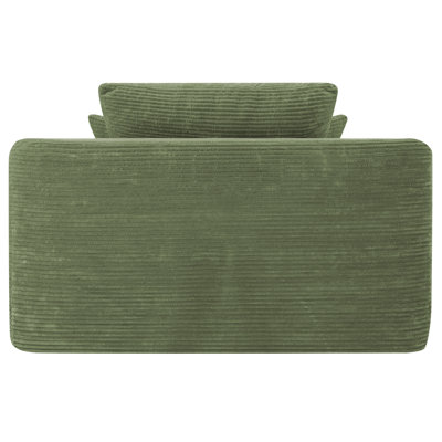 NOUVEAU Chaise longue convertible en velours côtelé avec accoudoirs larges et coussins décoratifs, canapé-lit douillet et désossé, avec porte-gobelet, pour le salon, la chambre à coucher, aucun assemblage requis