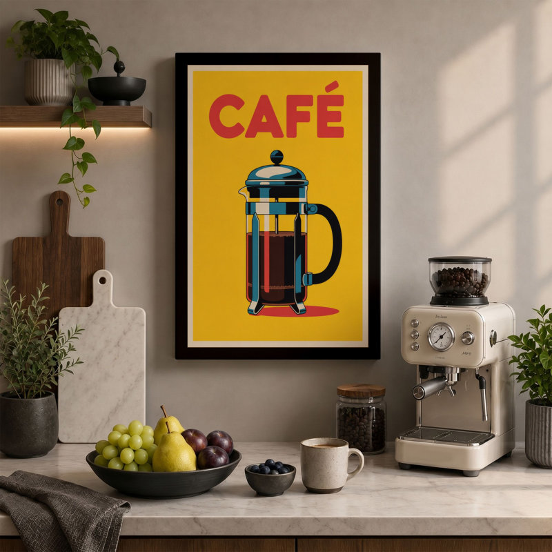 Café Press Retro - Wrapped Canvas, 30x20 - 76.2 x 50.8 cm, Sage Border