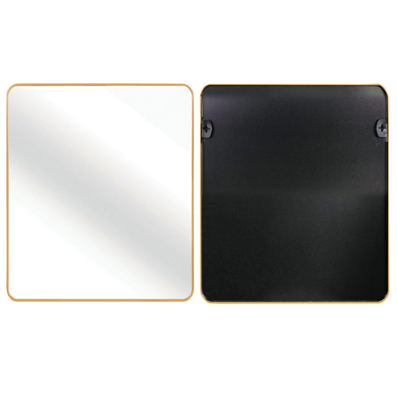 Miroir de salle de bain carré à cadre en métal doré 36 po x 36 po.