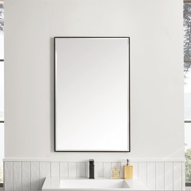 Miroir de salle de bain Rohe, L 26 po x H 40 po, Noir mat