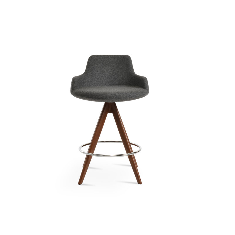 Tabouret de derviche, Gris foncé, Noyer, Tabouret de comptoir (siège d'une hauteur de 24,5