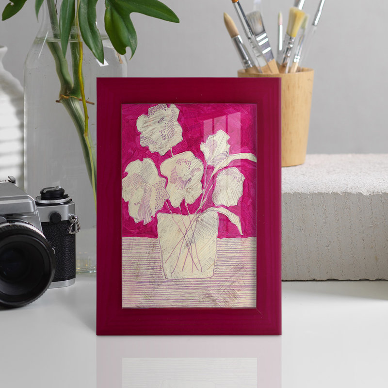 Fuchsia Arrangement I - impression d'un seul cadre photo, Cadre rouge, H 6 po x l 4 po x P 1 po