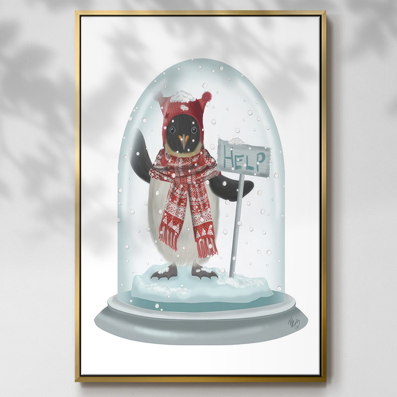 Boule à neige de Noël pingouin, Or, H 37 po x l 25 po x P 1,5 po