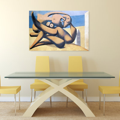 Figure By The Sea Abstract Classic Geometric Beach Wall Art Print by Pablo Picasso - Wrapped Canvas Print