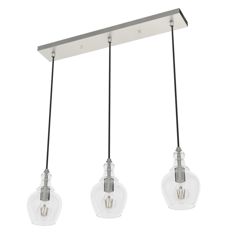 Maple Park 3 Light Linear Bell Pendant, Brushed Nickel