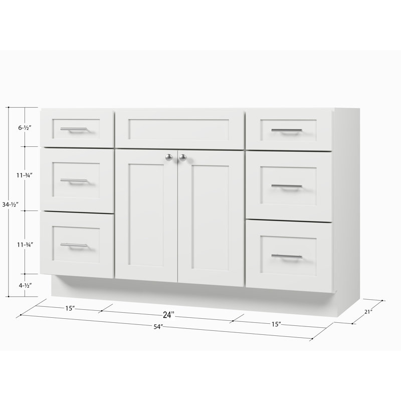 Meuble-lavabo simple 54 po avec base de tiroir Disar, Blanc
