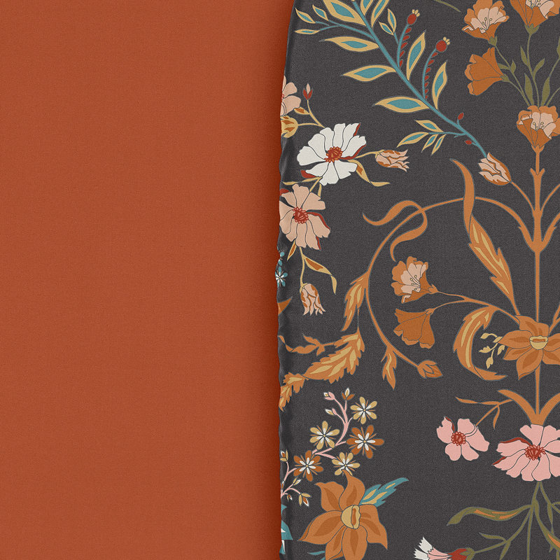 Boho Floral Black and Orange Microfiber Baby Bassinet Sheet Set