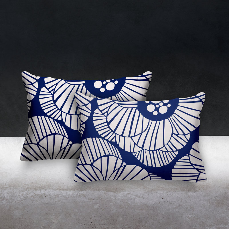 Polyester / Mélange de polyester Housse de coussin rectangulaire intérieure / extérieure lombaire et insert, Bleu marine