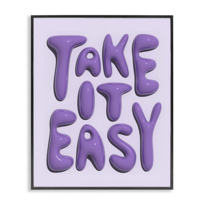  Take It Easy Letters Grey Framed Giclee Art by Victoria Barnes