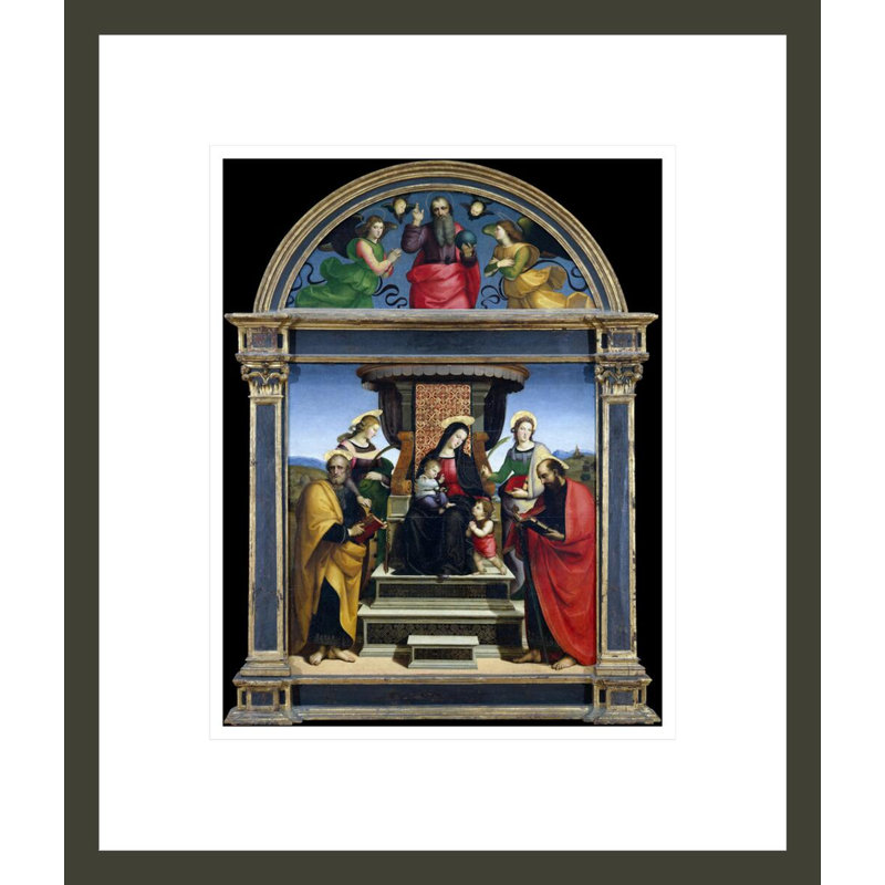 «Madonna and Child Intrroned with Saints» par Raphael, impression giclée sur cadre, H 16,09 po x l 13,75 po