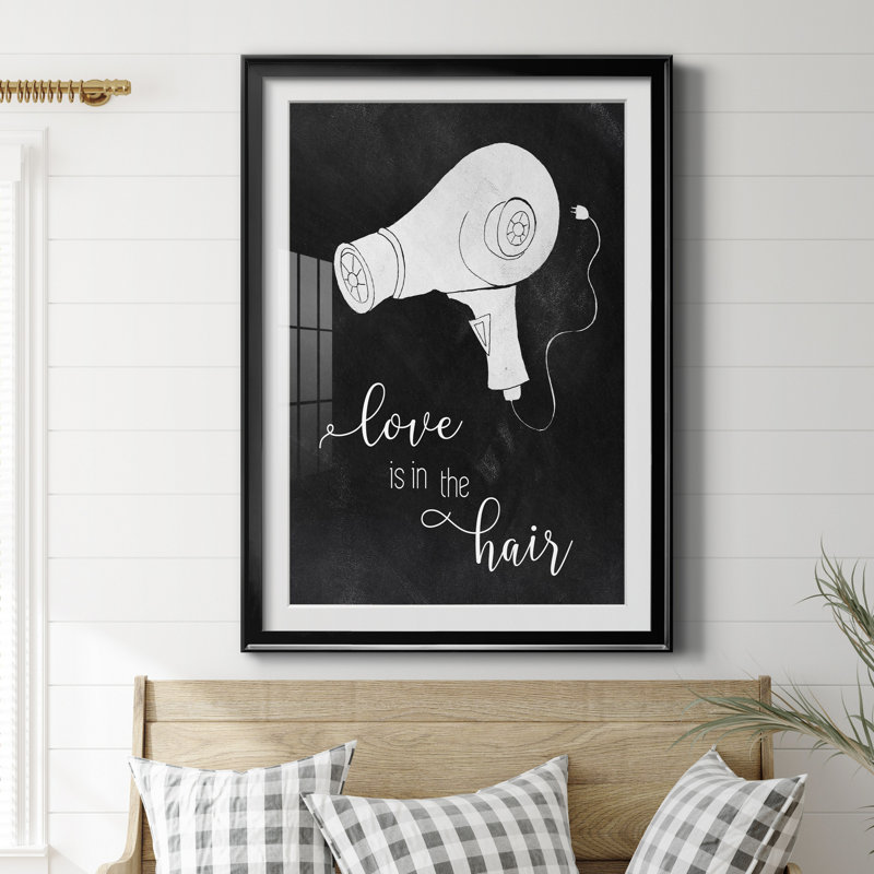 «Love the cheveux» - Reproduction d'art textuel sur papier encadré, H 26,5 po x l 36,5 po x P 1,5 po, Papier noir