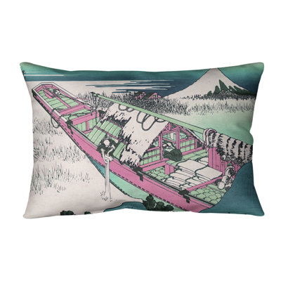 Katsushika Hokusai Linen Reversible Throw Pillow