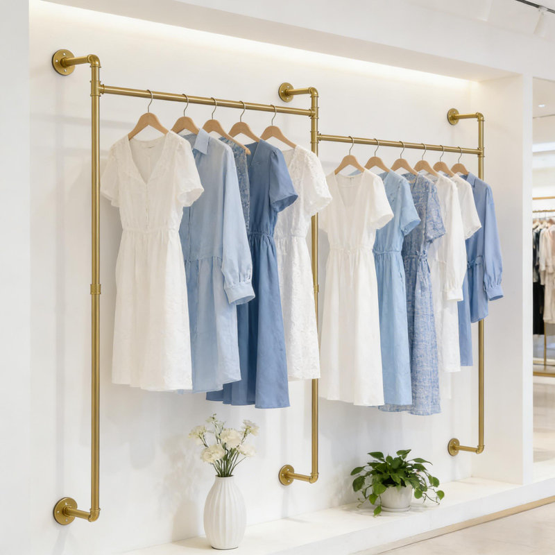 Maggio 205Cm Wall Mounter Clothes Rack, Gold