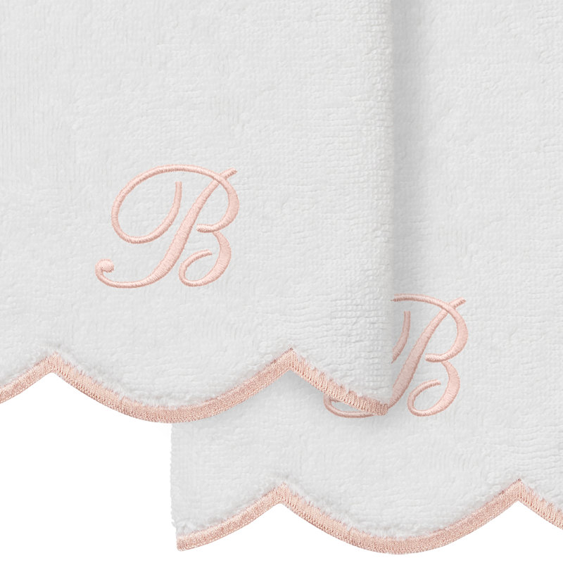  Ensemble de serviettes 100% coton turque ADORNIA, B, Blanc / Rose, Ensemble de 2 serviettes à doigts