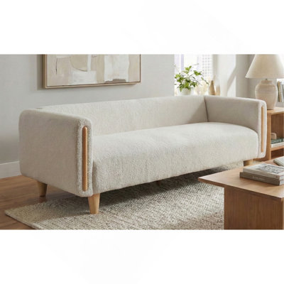 Modern 3-Seater Sofa 78.7" Sofa Couch Textured Upholstery Couch With Stylish Armrests And Rubberwood Legs For Living Room