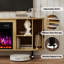 Meuble télé 65 po avec portes coulissantes, console média cannelée moderne-765417786