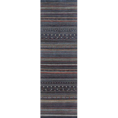 Traditional, Transitional One-of-a-Kind Runner 2'11" X 10' Runner Wool Area Rug Blue