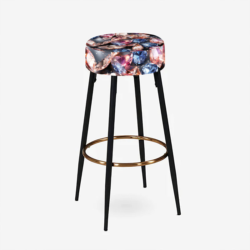 Elodea - Ensemble de 2 tabourets de bar à imprimé, Opulence glamour mauve et dorée