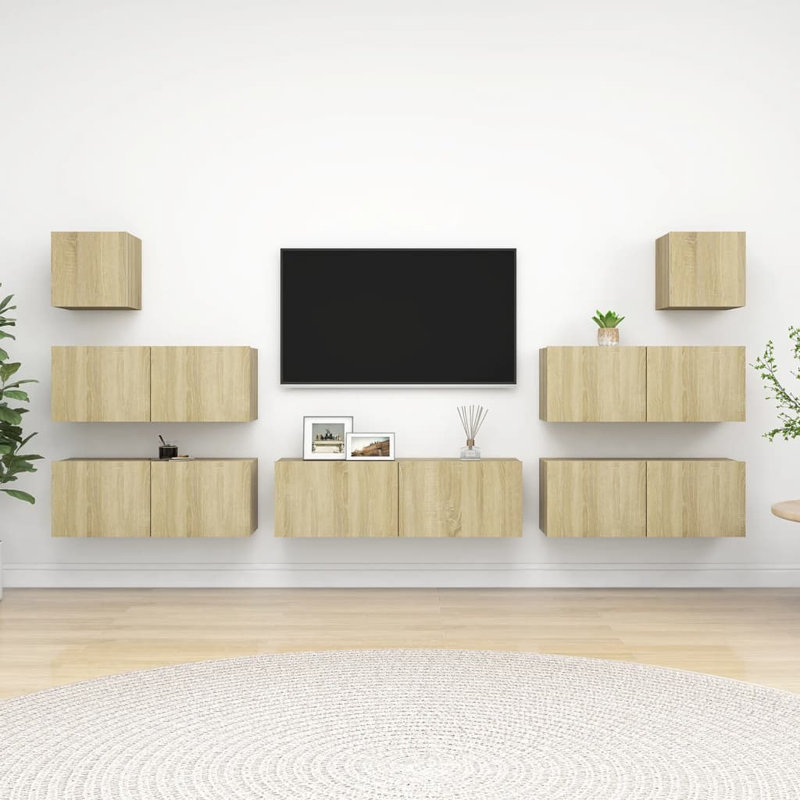 Besma Unfinished TV Stand for TVs up to 88", Sonoma Oak