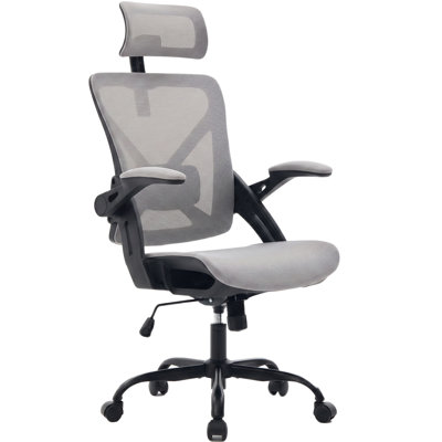 Chaise de bureau ergonomique Chaydill en maille respirante avec appui-tête réglable et accoudoirs relevables