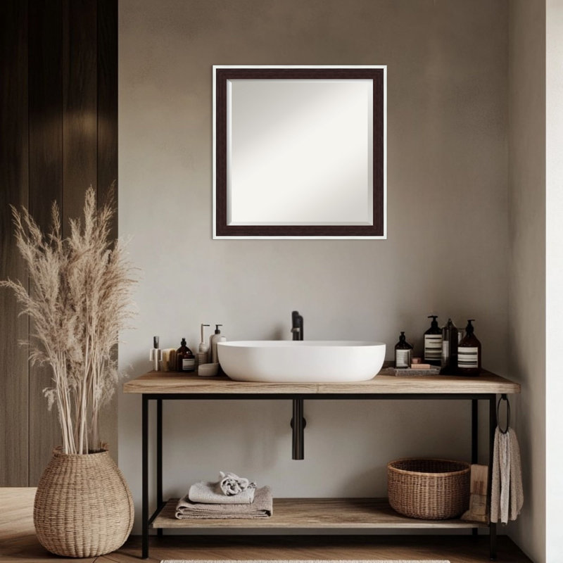 Miroir mural de salle de bain Maya, 23,25 po x 23,25 po, Argent espresso