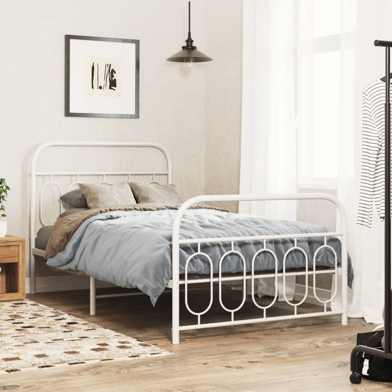 McTeer Metal Bed, White, 107 Cm X 203 Cm