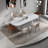 Oval White Solid Wood Dining Table-294899585