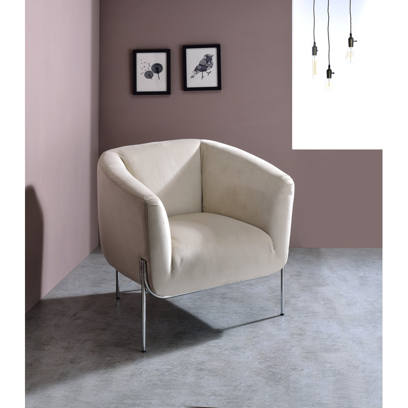 Fauteuil de 30 po de large Kaci, Beige, Argent