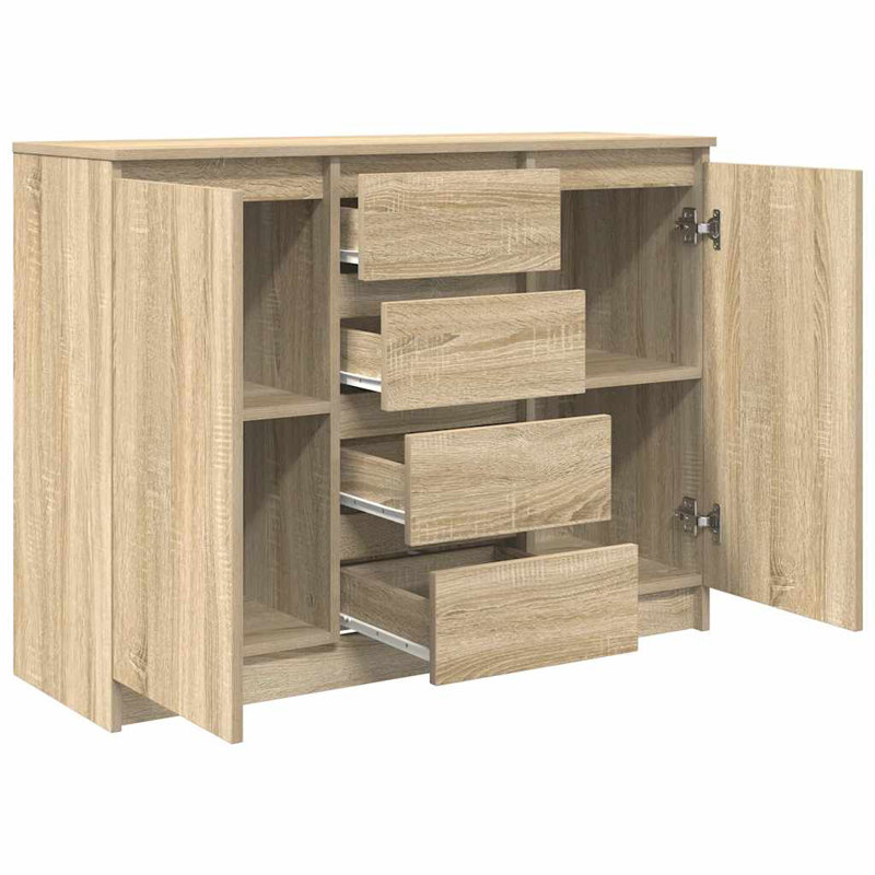 Sideboard With Drawers 100.5X35x76 Cm Engineered Wood, Sonoma Oak