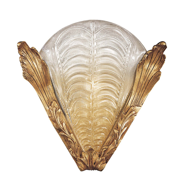 Glass Flush Mounted Sconce, French Gold