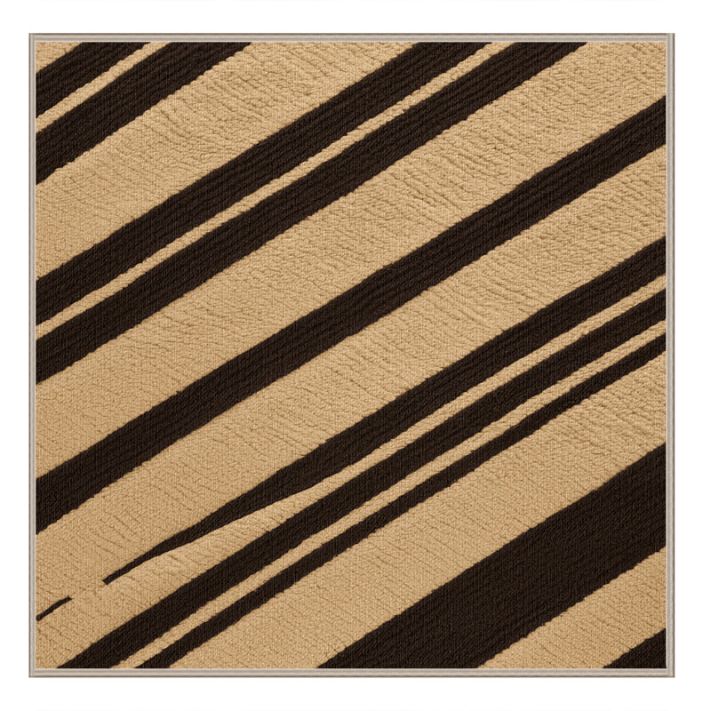  Tapis rayé brun foncé lavable sable, Carré 8 pi