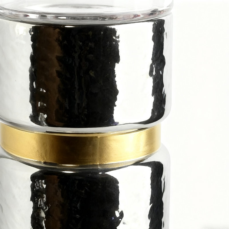 Vase porte-bougie de table argent, vase porte-bougie argent et verre