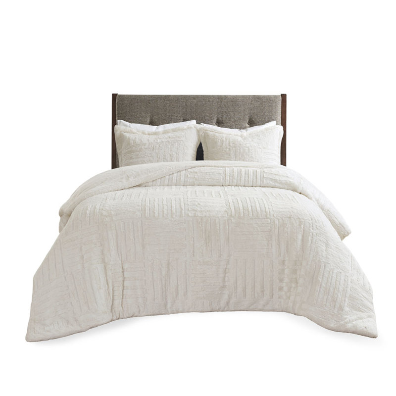 Mini ensemble d'édredon en duvet synthétique, Ivoire ivoire, Édredon pour lit simple + 1 taie décorative stan