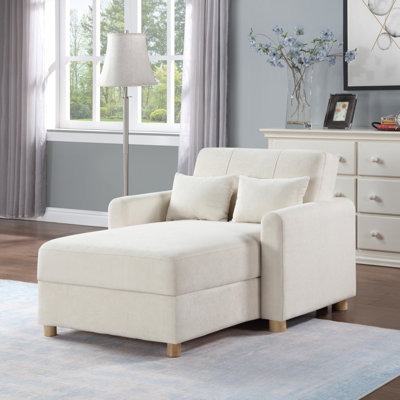 Méridienne convertible en tissu l 42,5 po avec rangement