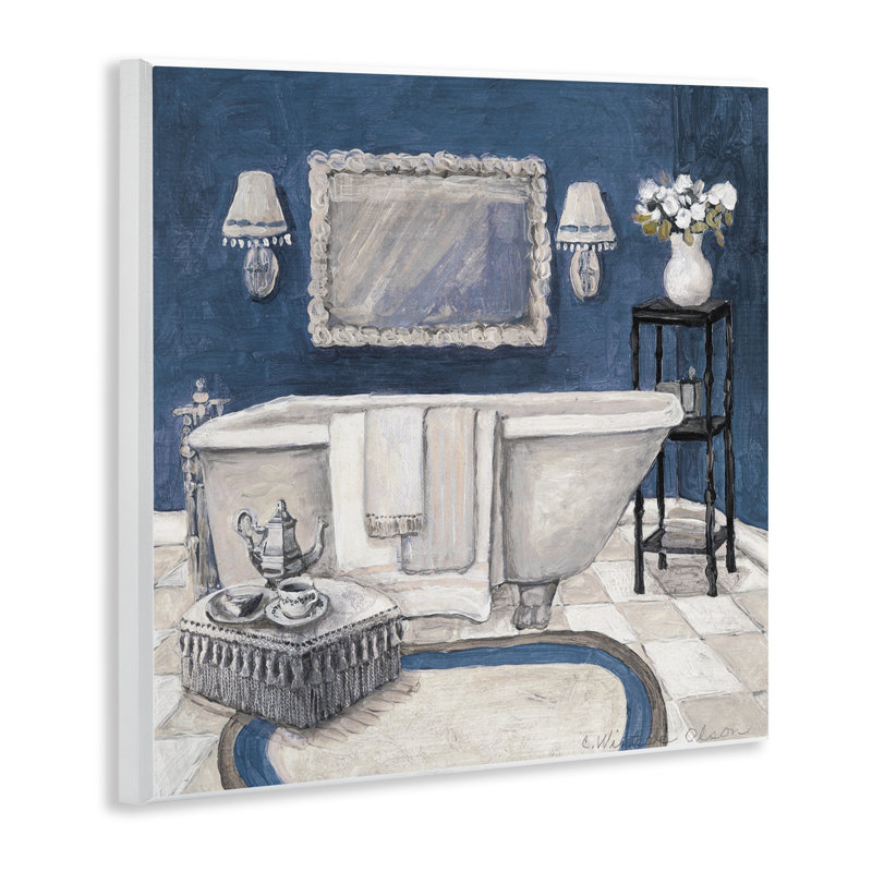 Plaque murale bleue Peaceful Bath, design par Charlene Olson
