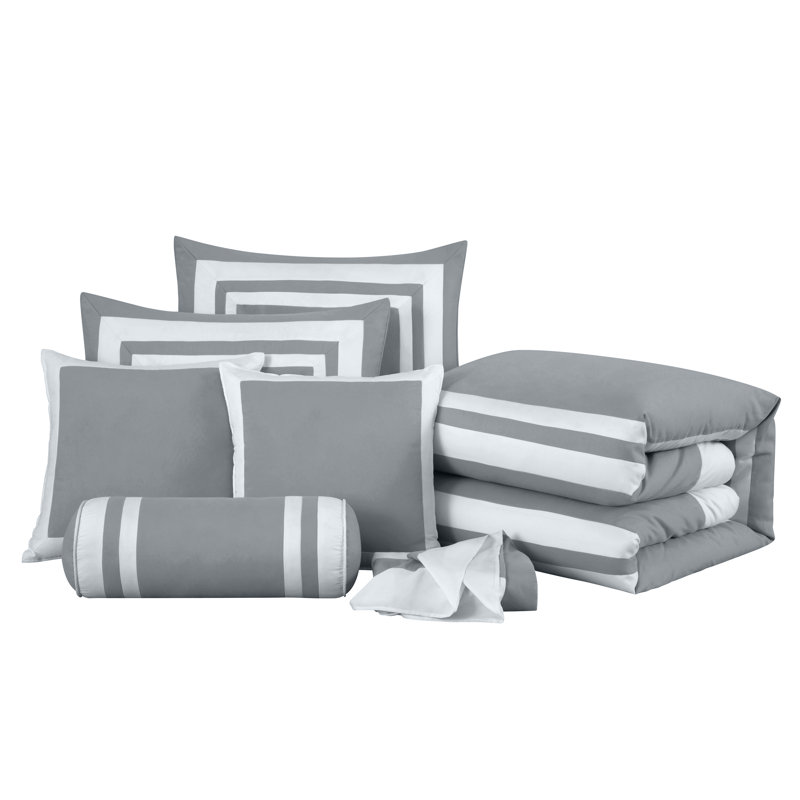Hotel Style 7 Piece Comforter Set, King Comforter + 6 Additional Pieces, Navy/White